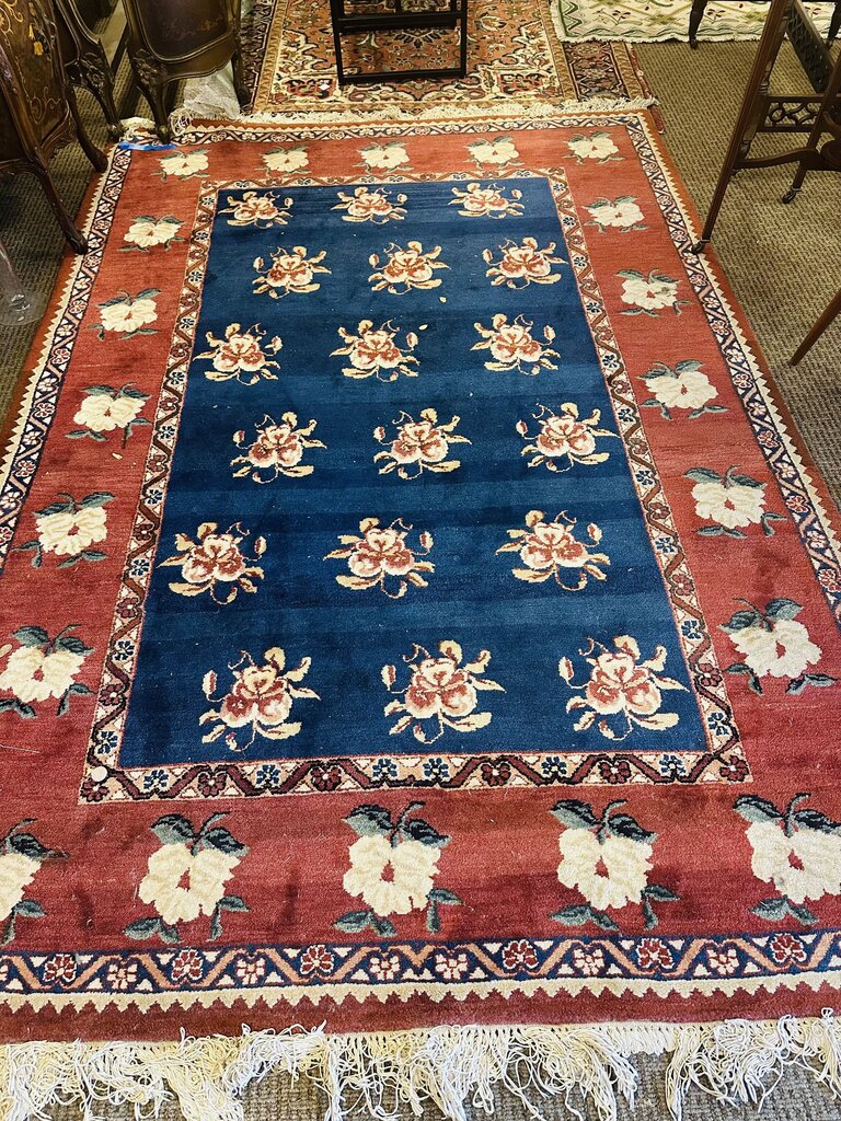 Vintage Chinese Peking Floral Wool Flat Weave 110 x 70