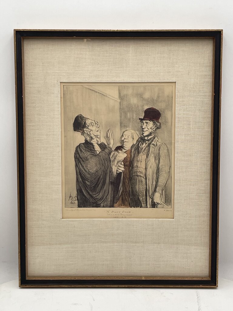Honore Daumier "A Sure Case" From the Legal Print Series Original Hand Colored Lithograph Print