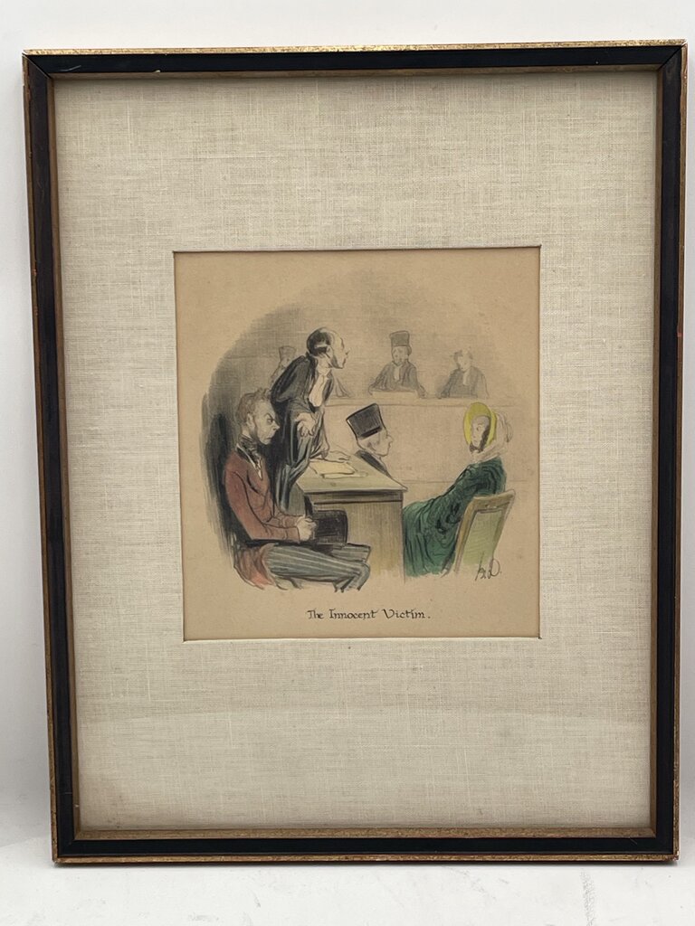 Honore Daumier "The Innocent Victim" From the Legal Print Series Original Hand Colored Lithograph Print