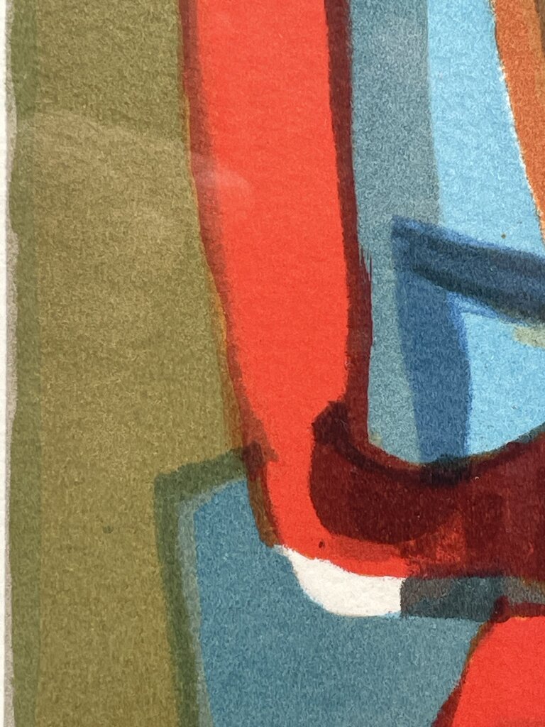Marcel Mouly "Composition in Blue" 1976 Lithograph Mounted in Acrylic Case #11/200 Signed