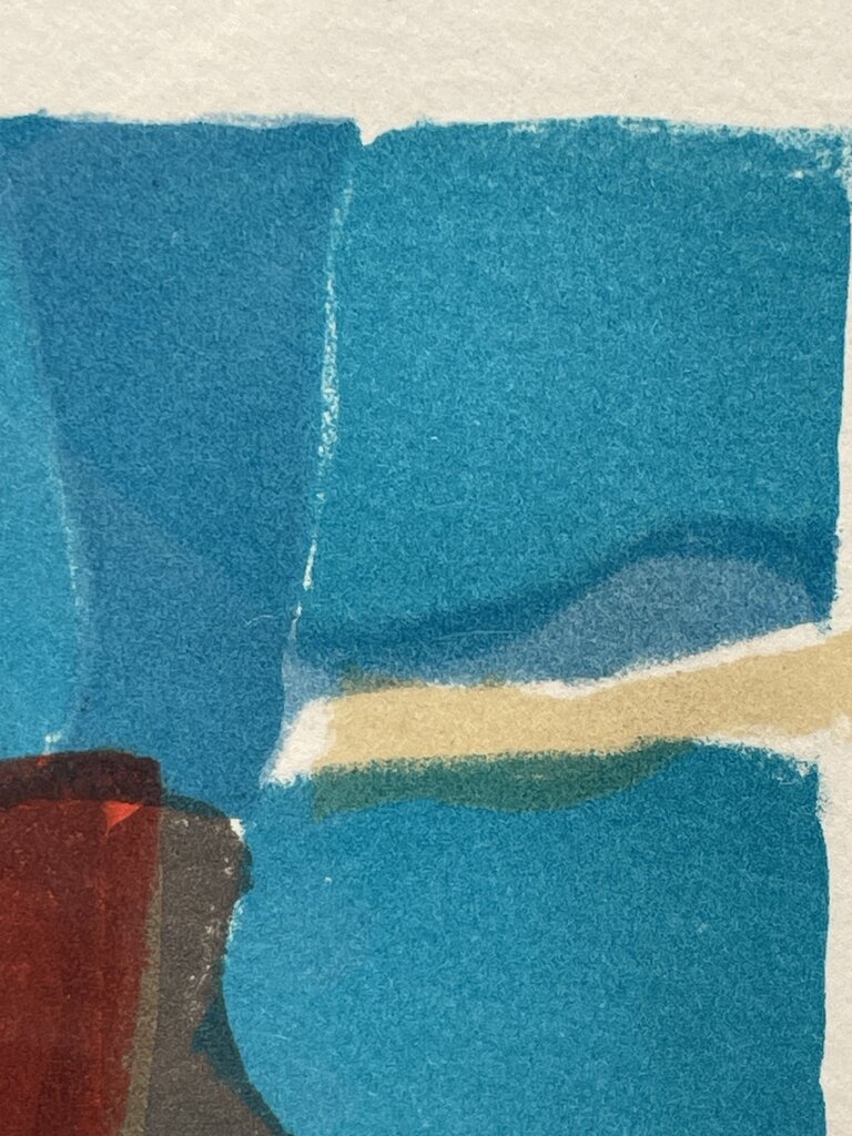 Marcel Mouly "Composition in Blue" 1976 Lithograph Mounted in Acrylic Case #11/200 Signed
