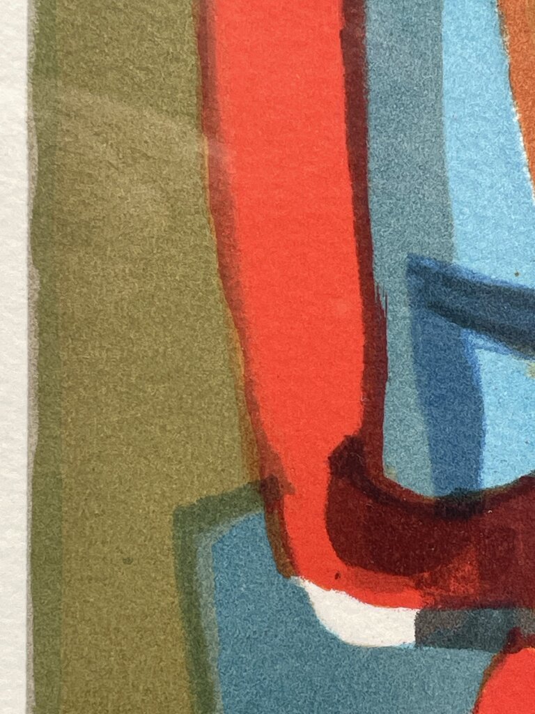 Marcel Mouly "Composition in Blue" 1976 Lithograph Mounted in Acrylic Case #11/200 Signed
