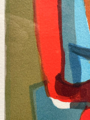 Marcel Mouly "Composition in Blue" 1976 Lithograph Mounted in Acrylic Case #11/200 Signed