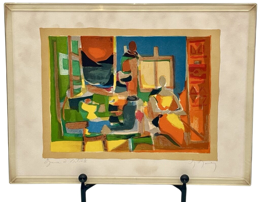 Marcel Mouly "Untitled" 1976 Lithograph Mounted in Acrylic Case Artist Proof Signed by Miss Daisy's Consignment & Auction House