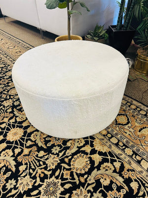 Ivory Color Hemp Round Ottoman 34x18