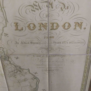 Framed Antique Survey Map of London 1824-1826 80"x54"