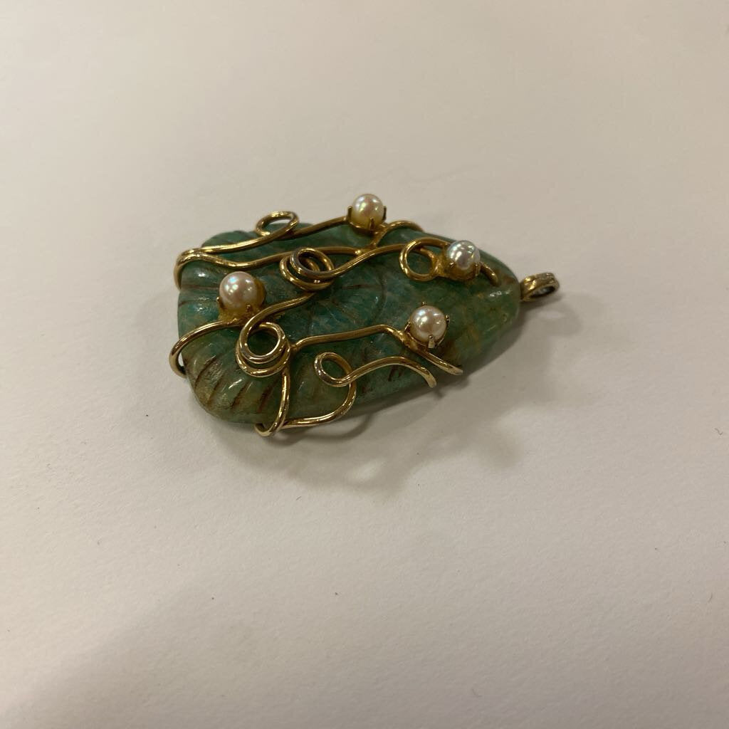 Pearl & Wrapped Amazonite Pendant
