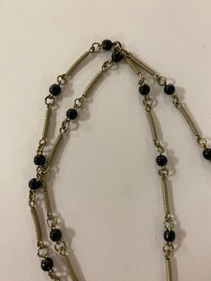 Prayer Box Pendant Necklace Metal & Black Bead