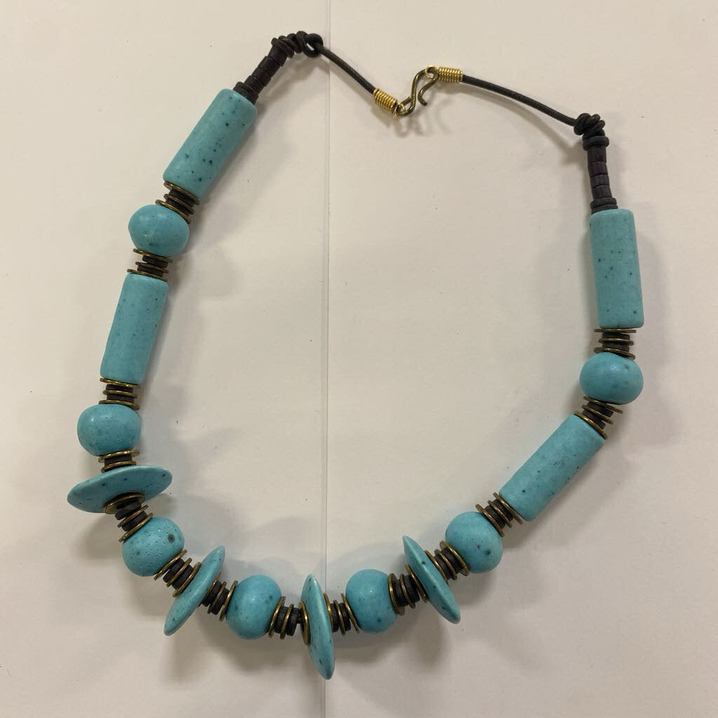Turqouise Color Bead Statement Necklace