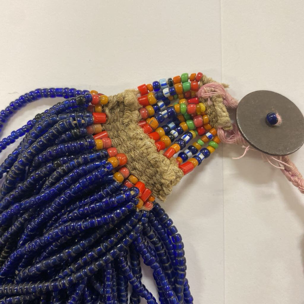 Vintage Naga Cobalt Blue Bead Multi Strand Necklace