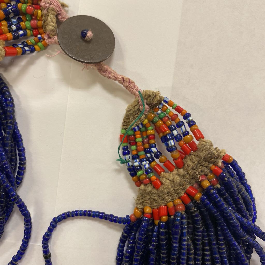 Vintage Naga Cobalt Blue Bead Multi Strand Necklace