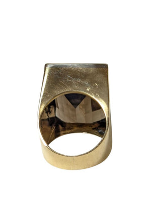 Ring 18k Yellow Gold Large Smoky Quartz