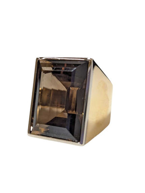 Ring 18k Yellow Gold Large Smoky Quartz