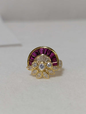 Diamond & Ruby Ring 18k Yellow Gold (apple shape)