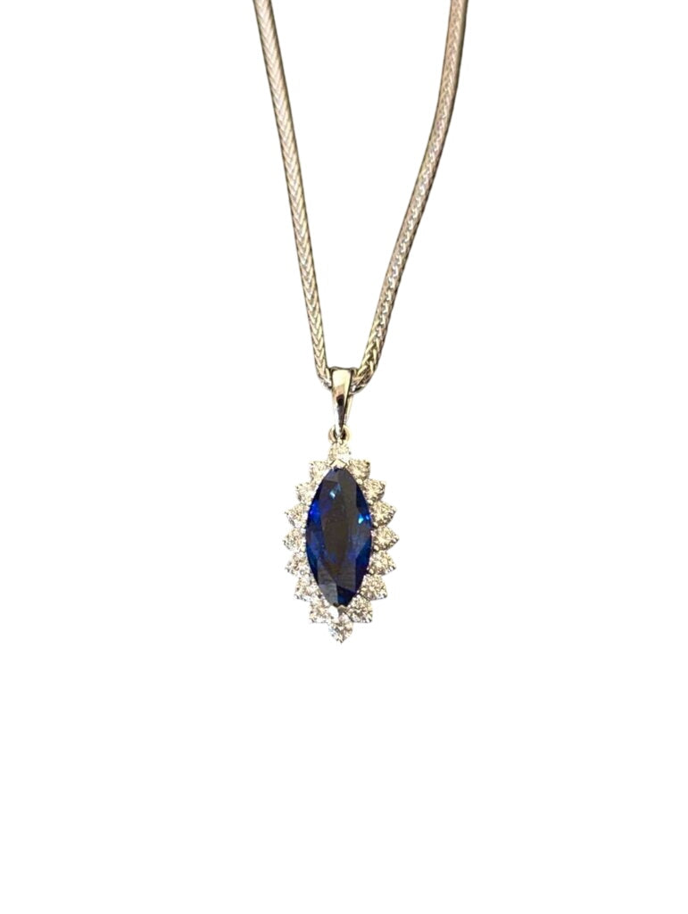 Diamond & Sapphire Pendant 18k White Gold (marquise cut) by Miss Daisy's Consignment & Auction House