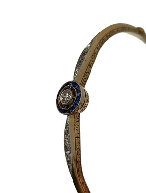 Diamond & Sapphire Bangle 18k Yellow Gold