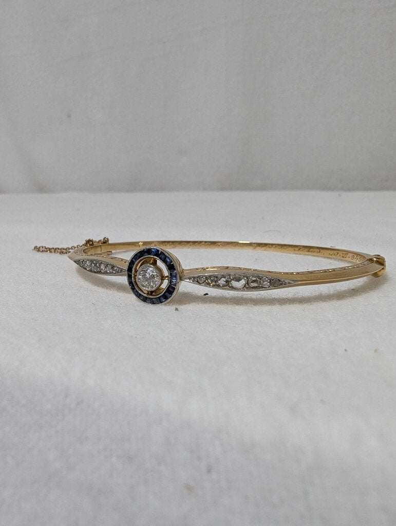 Diamond & Sapphire Bangle 18k Yellow Gold