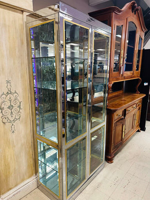 Chrome & Glass Curio Display Cabinet 36x18.5x80