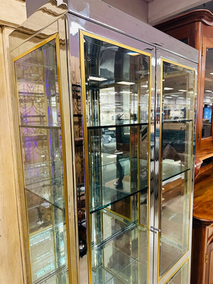 Chrome & Glass Curio Display Cabinet 36x18.5x80