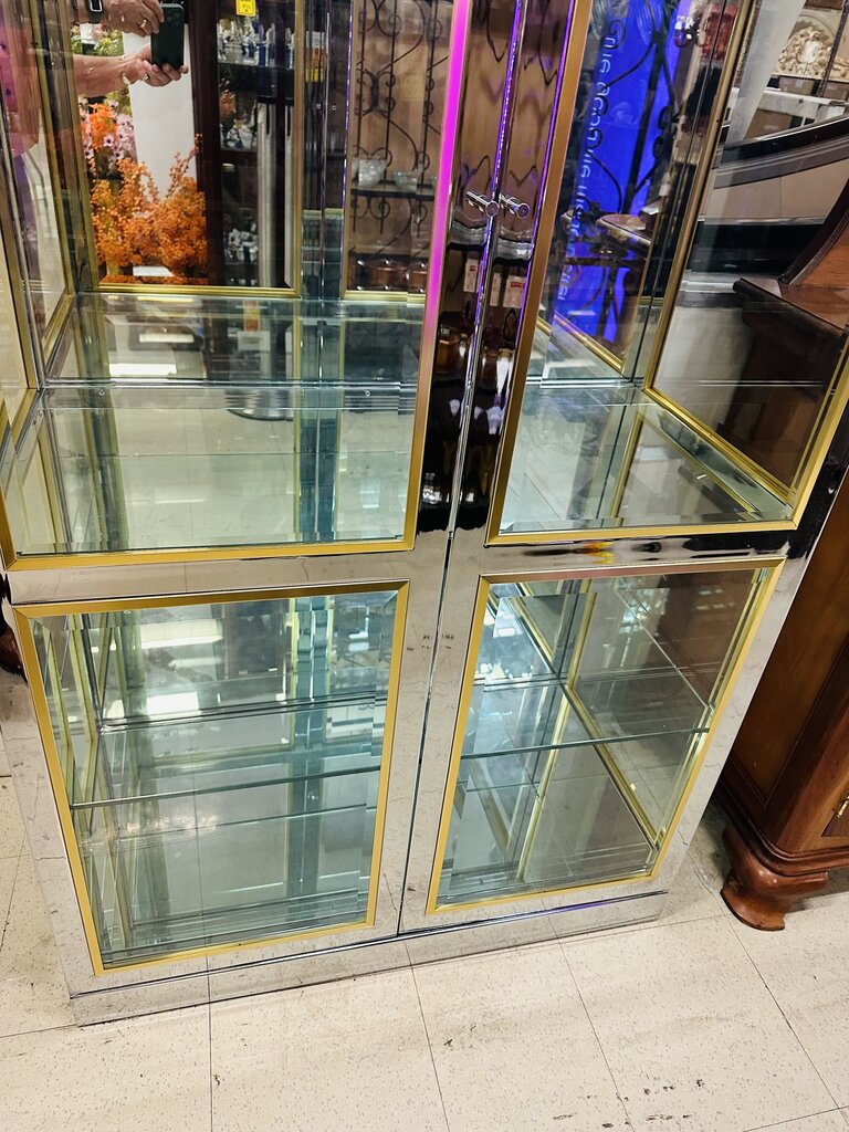 Chrome & Glass Curio Display Cabinet 36x18.5x80