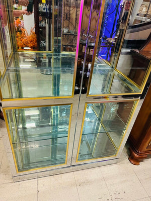 Chrome & Glass Curio Display Cabinet 36x18.5x80