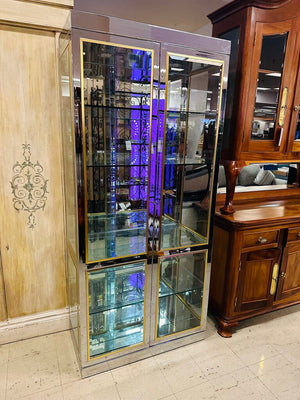 Chrome & Glass Curio Display Cabinet 36x18.5x80