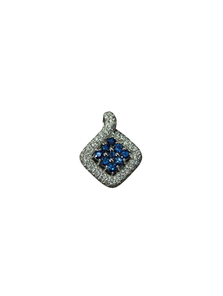 Sapphire & Diamond Pendant 18k White Gold (square) by Miss Daisy's Consignment & Auction House