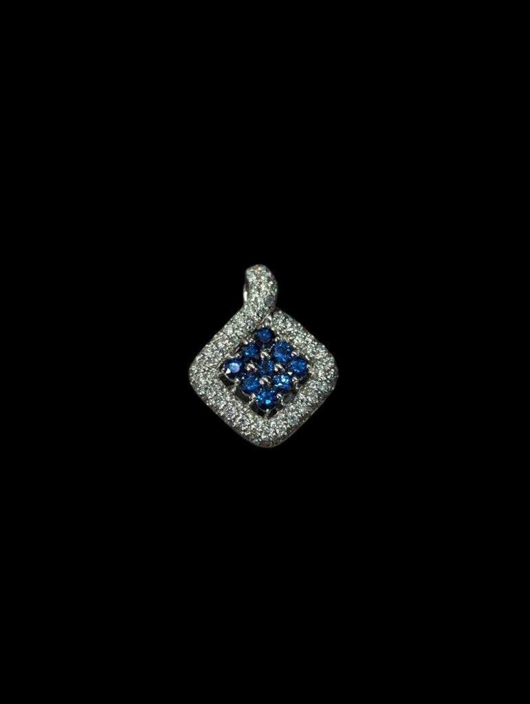 Sapphire & Diamond Pendant 18k White Gold (square)