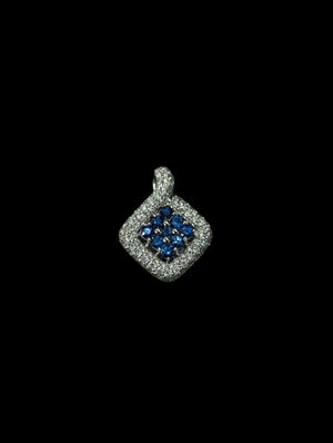 Sapphire & Diamond Pendant 18k White Gold (square)