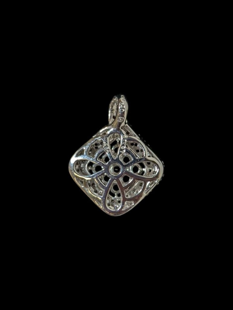 Sapphire & Diamond Pendant 18k White Gold (square)