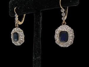Sapphire & Diamond Earrings 18k Yellow Gold