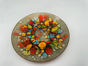 Sherry Schrut Abstract Gold Enamel Copper Plate 5.5"