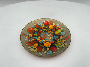 Sherry Schrut Abstract Gold Enamel Copper Plate 5.5"