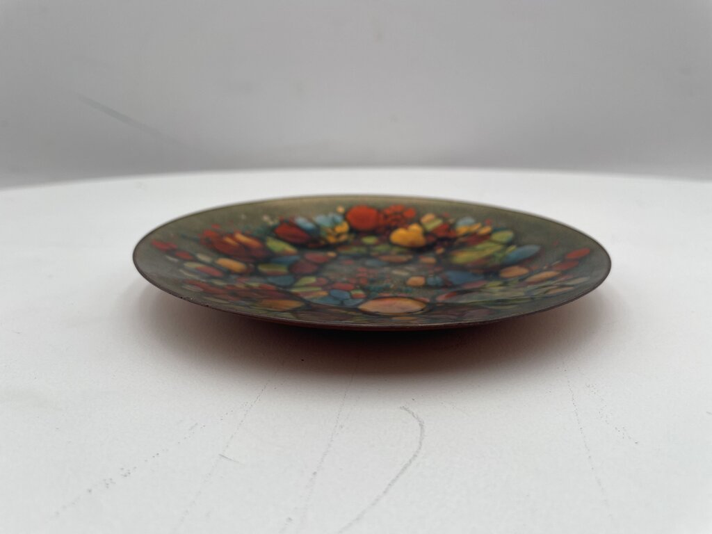 Sherry Schrut Abstract Gold Enamel Copper Plate 5.5"