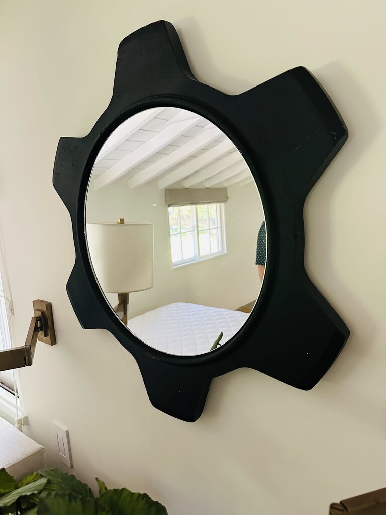 Litton Black Wooden Cog Style Mirror E12644 27"