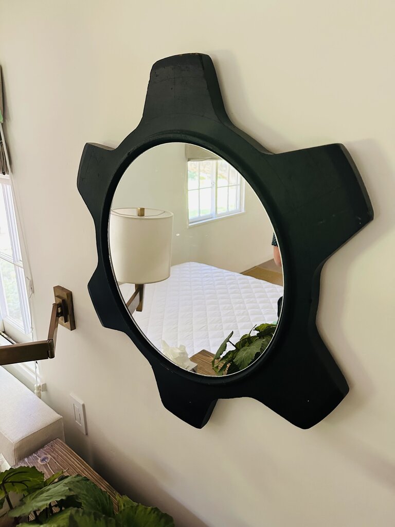 Litton Black Wooden Cog Style Mirror E12644 27"