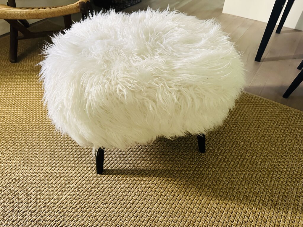Classic Concept White Furry Stool