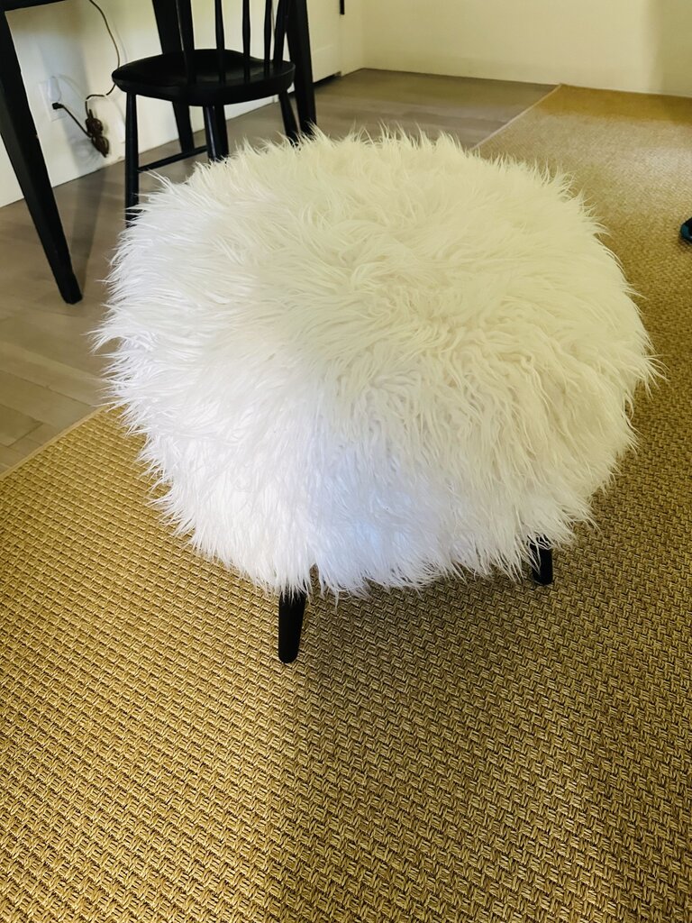 Classic Concept White Furry Stool