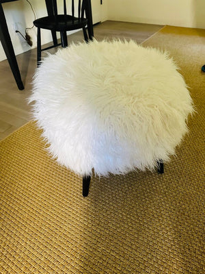 Classic Concept White Furry Stool