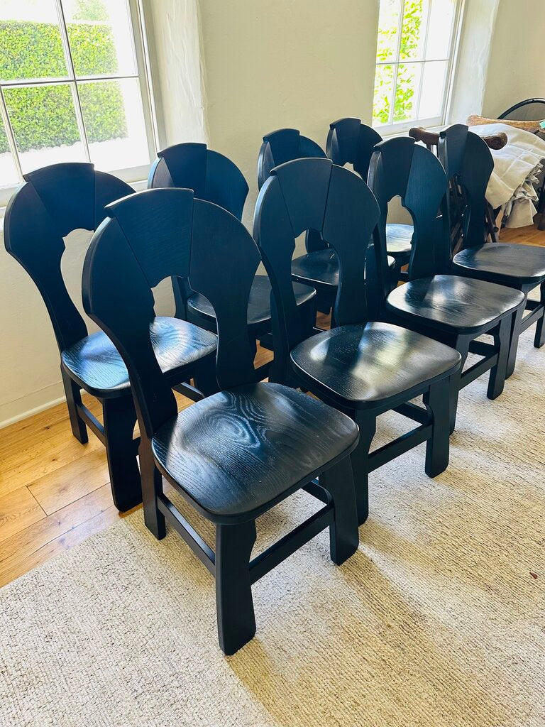 Black Brutalist Dining Chairs (set of 8) by Miss Daisy's Consignment & Auction House