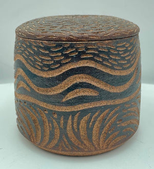 Dayle Rushall Pottery Brown Earth and Sea Lidded Terracotta Jar