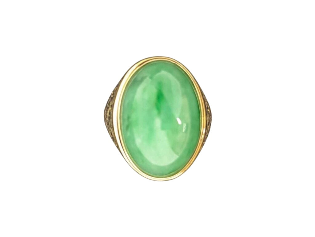 Jadeite Ring 18k Yellow Gold (large cab) by Miss Daisy's Consignment & Auction House