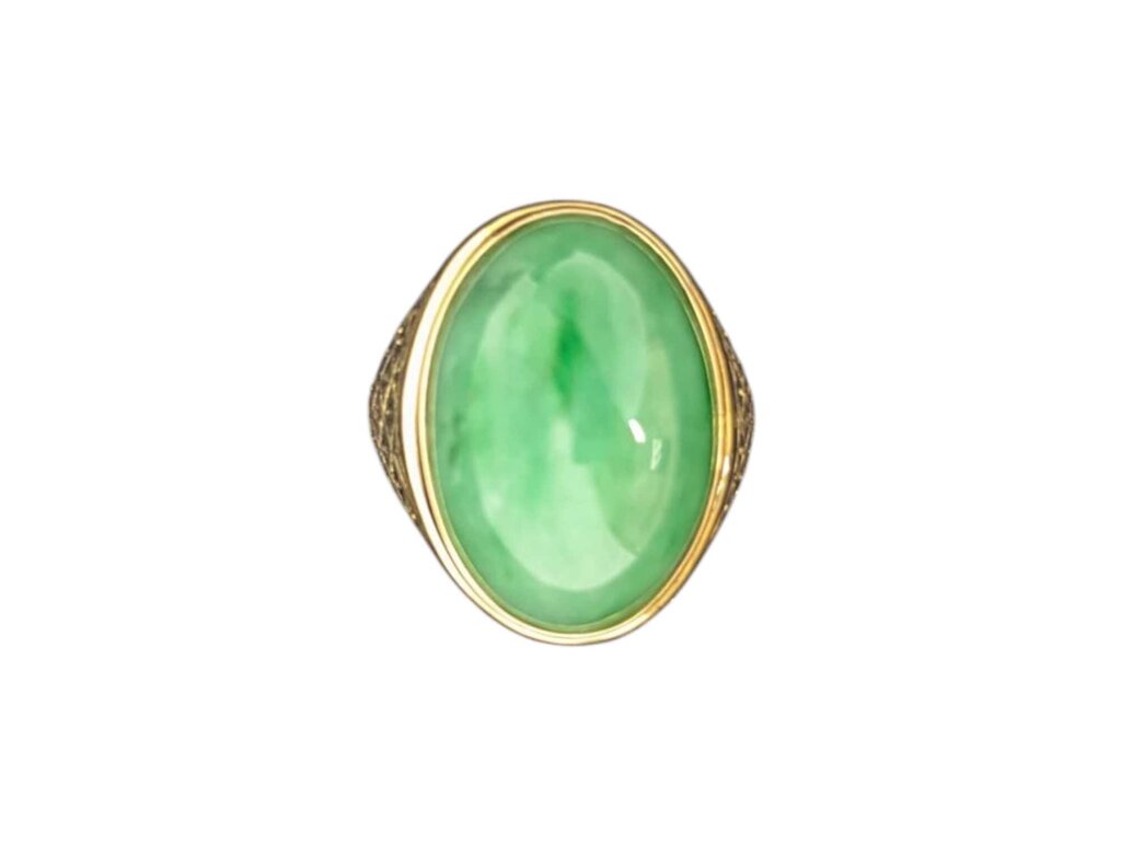 Jadeite Ring 18k Yellow Gold (large cab)