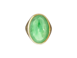 Jadeite Ring 18k Yellow Gold (large cab)