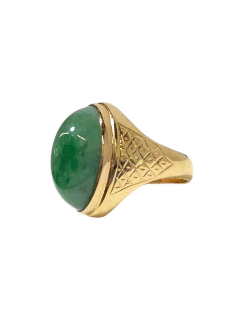 Jadeite Ring 18k Yellow Gold (large cab)