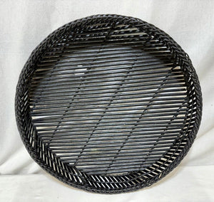 Decorative Woven Black Rattan & Reed Round Tray