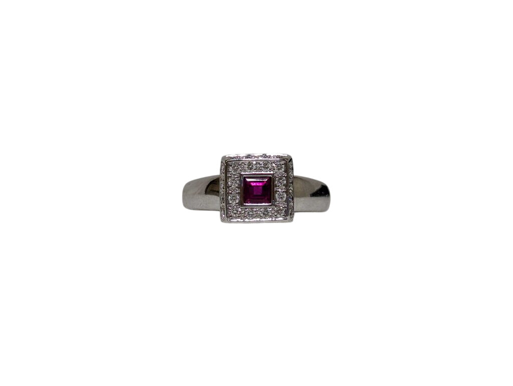 Ruby & Diamond Ring 18k White Gold (princess cut) by Miss Daisy's Consignment & Auction House
