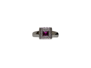 Ring 18k White Gold Ruby & Diamonds