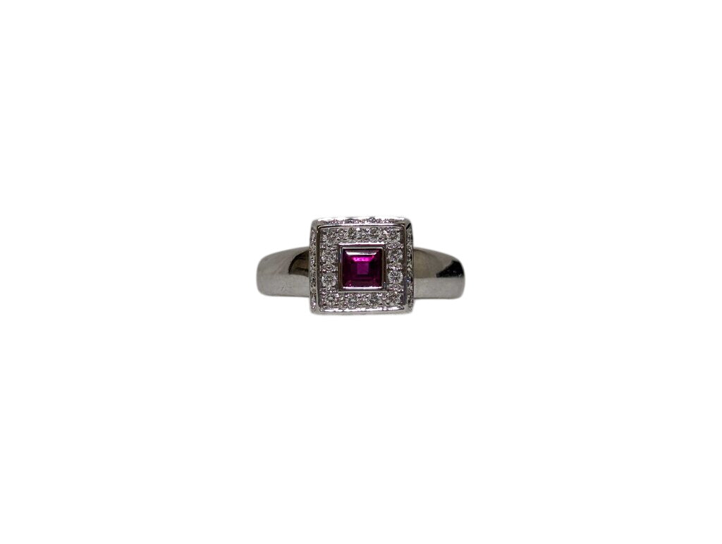 Ring 18k White Gold Ruby & Diamonds
