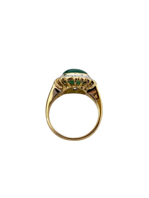 Dyed Quartzite w/ Diamonds Ring 18k Yellow Gold ( green stone )